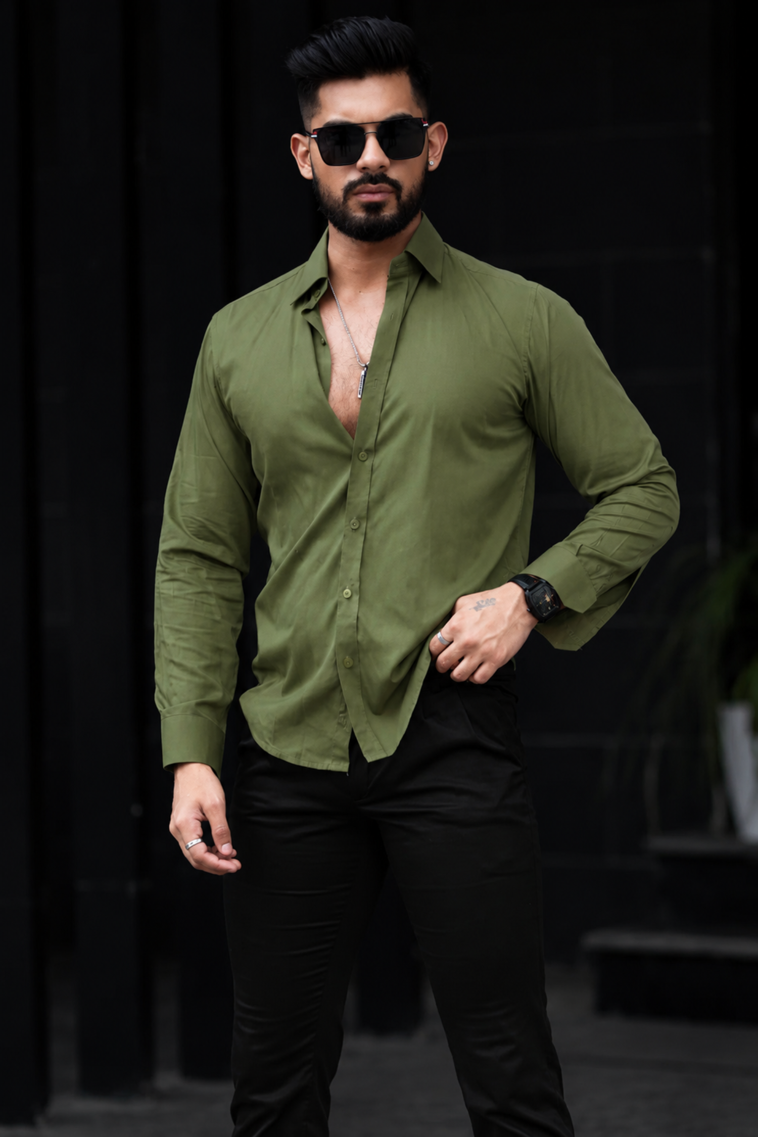 Olive Green Full Sleeve Versatile Shirt