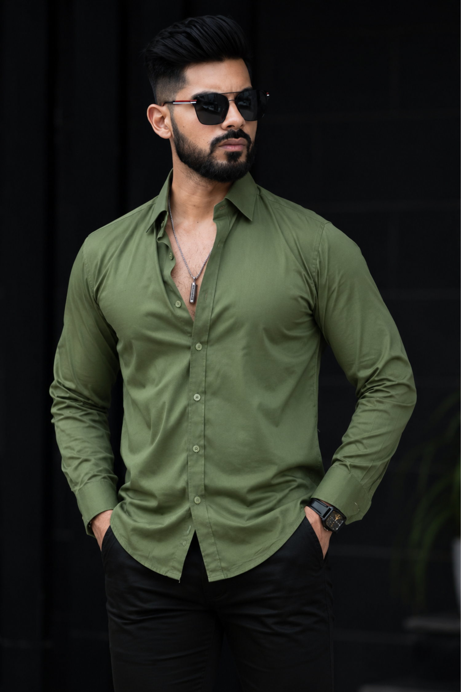 Olive Green Full Sleeve Versatile Shirt