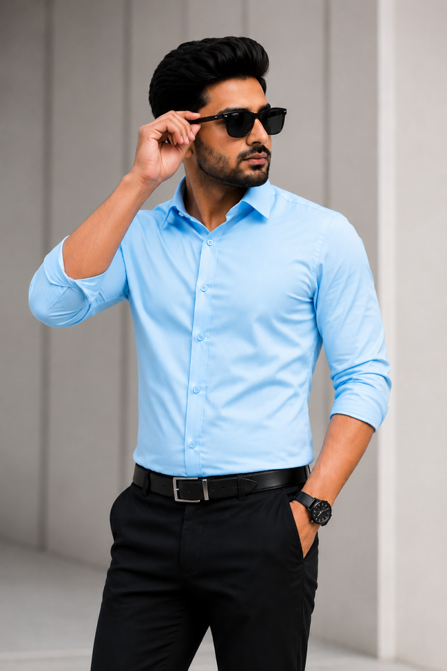 Powder Blue Full Sleeve Versatile Shirt