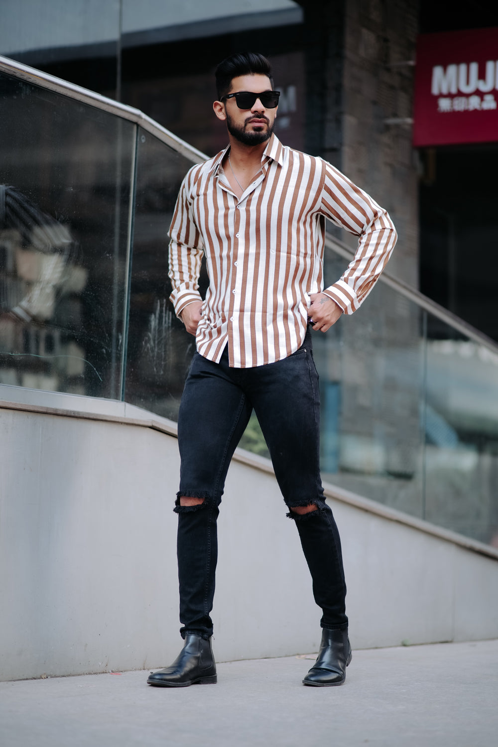 Light Brown Stripe Shirt