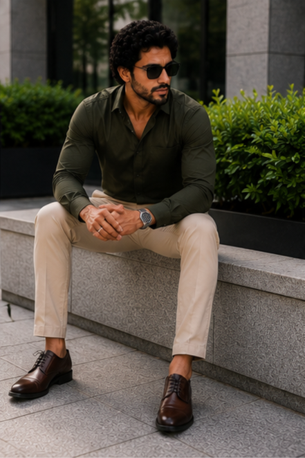 Olive Green Full Sleeve Versatile Shirt