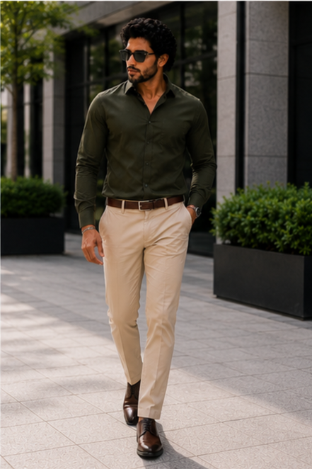 Olive Green Full Sleeve Versatile Shirt