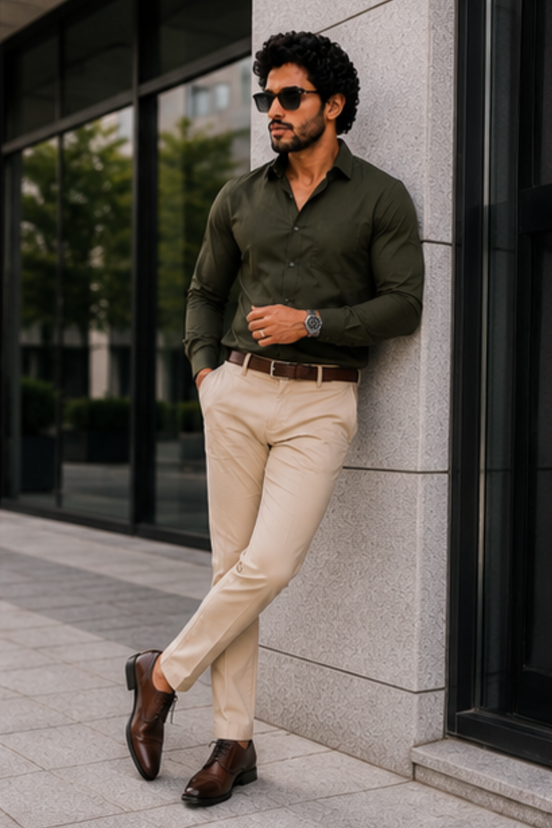 Olive Green Full Sleeve Versatile Shirt