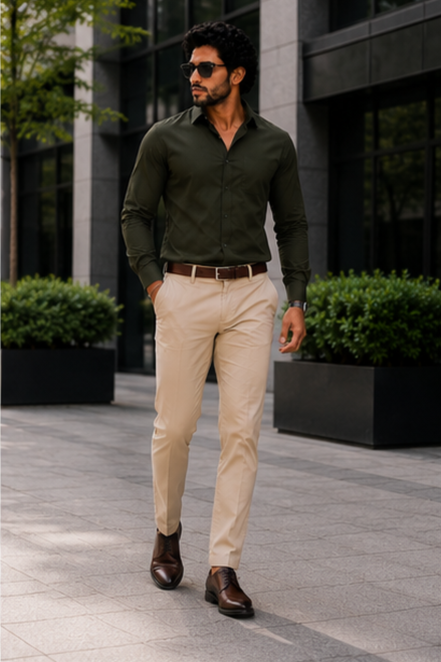 Olive Green Full Sleeve Versatile Shirt