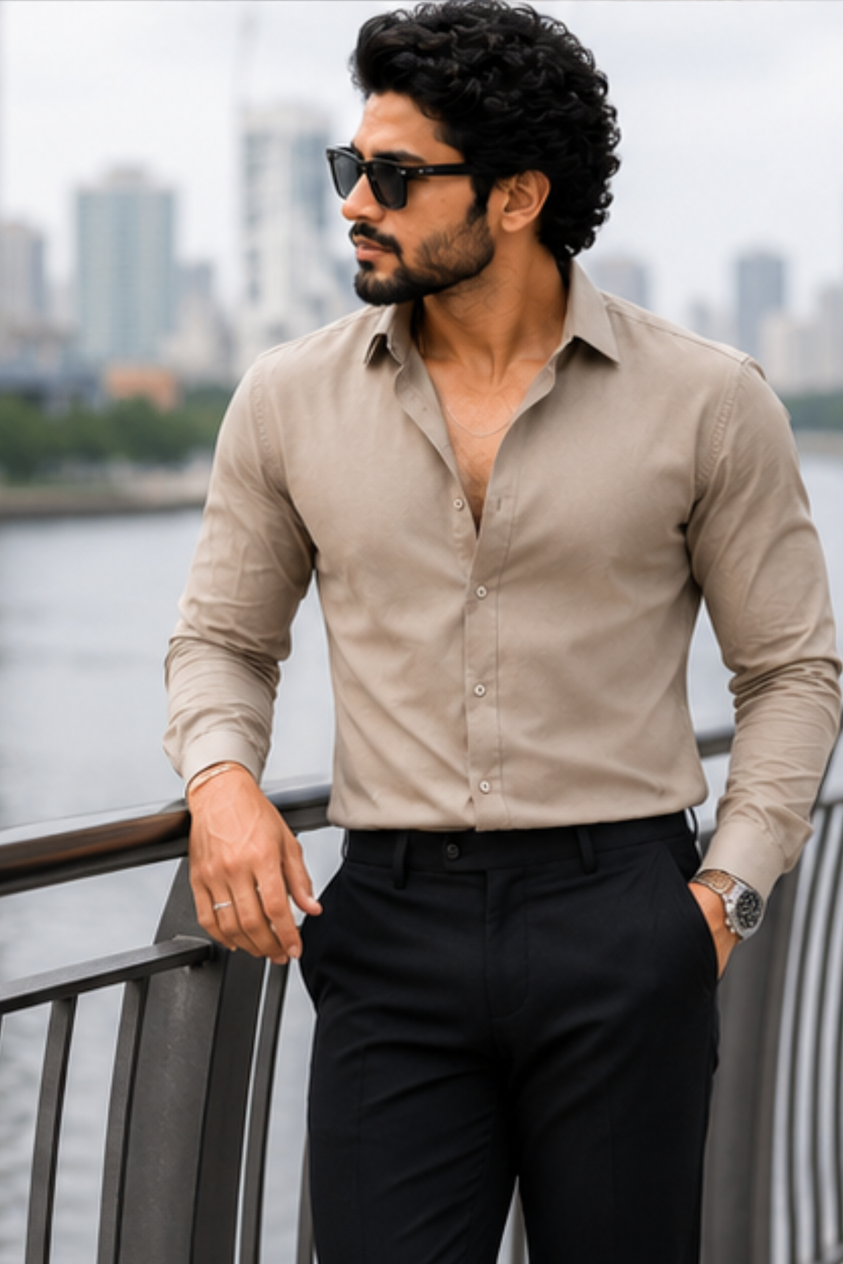 Khaki Full Sleeve Versatile Shirt