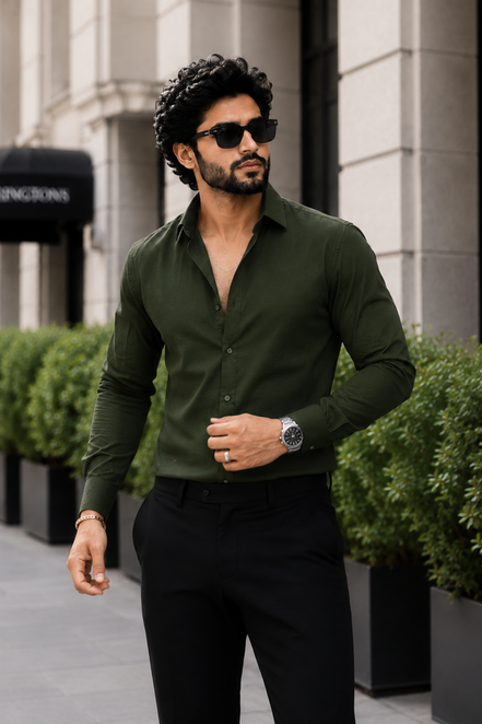 Olive Green Full Sleeve Versatile Shirt