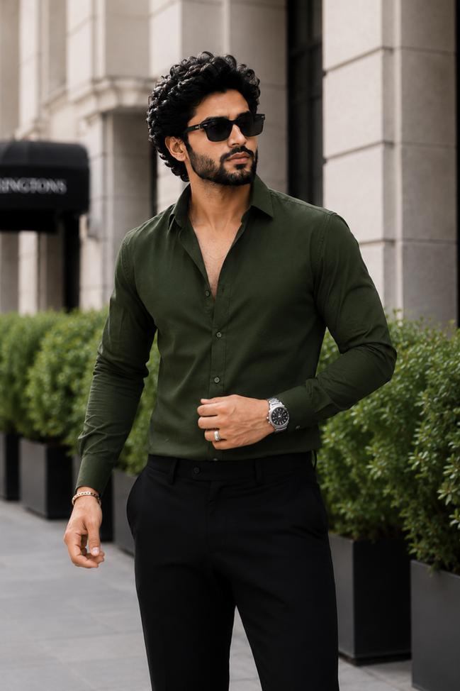Olive Green Full Sleeve Versatile Shirt