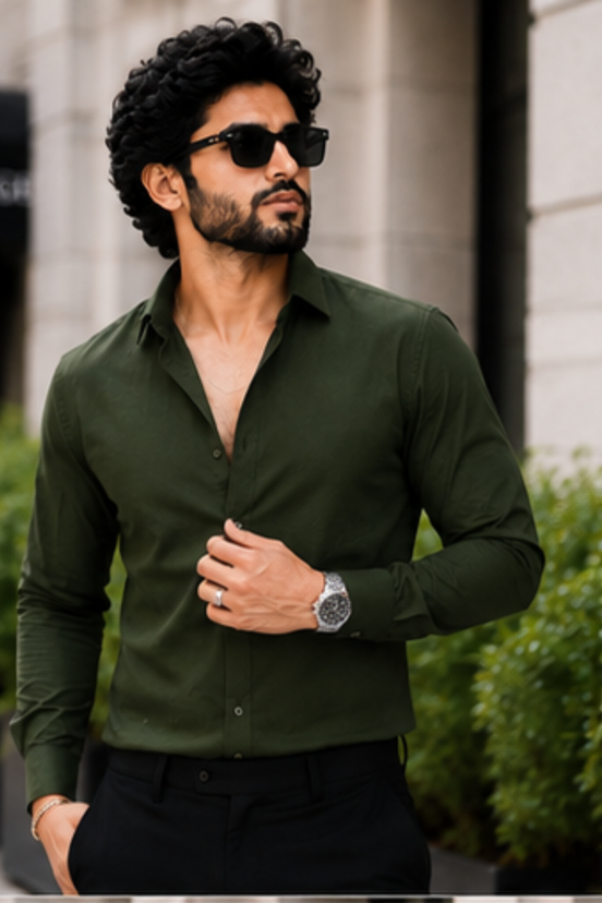 Olive Green Full Sleeve Versatile Shirt