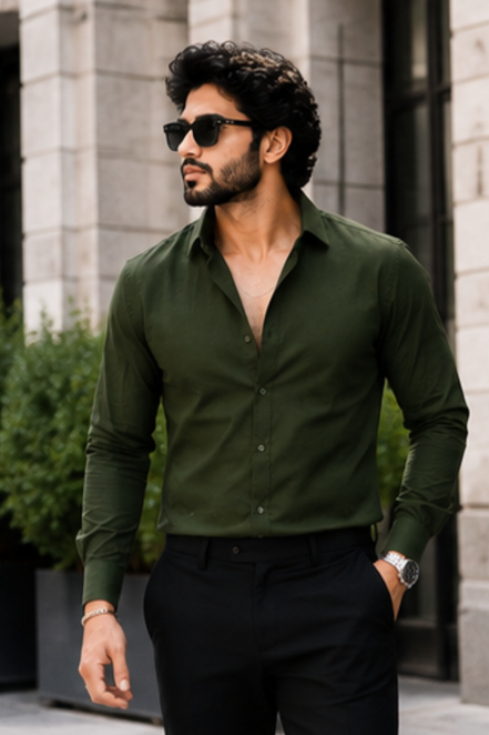 Olive Green Full Sleeve Versatile Shirt