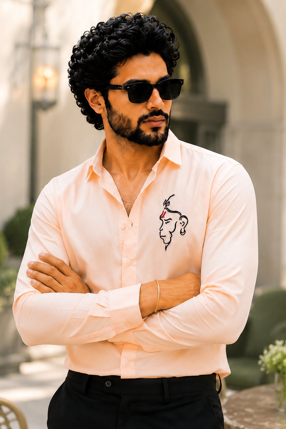 Hanuman Ji Designer Shirt - Bhagwa