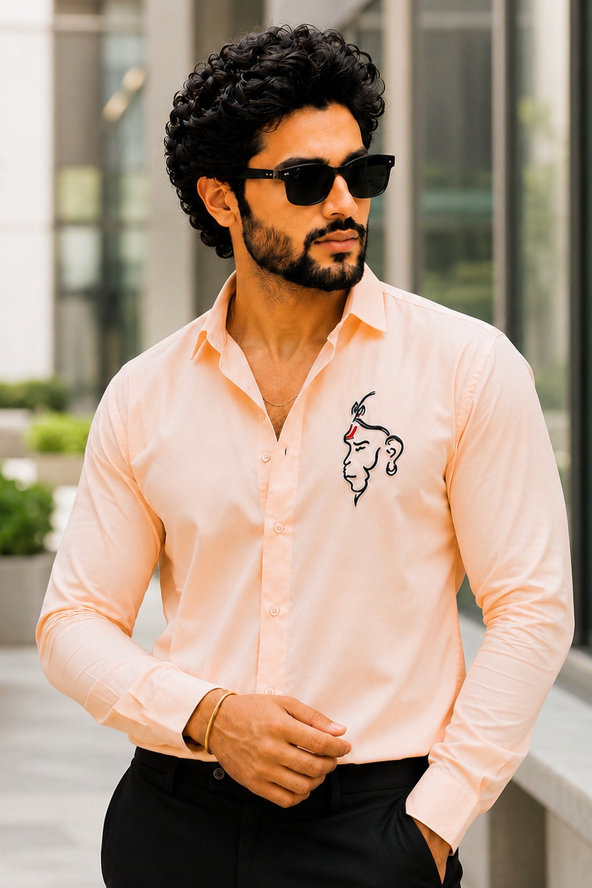 Hanuman Ji Designer Shirt - Bhagwa