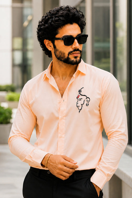 Hanuman Ji Designer Shirt - Bhagwa
