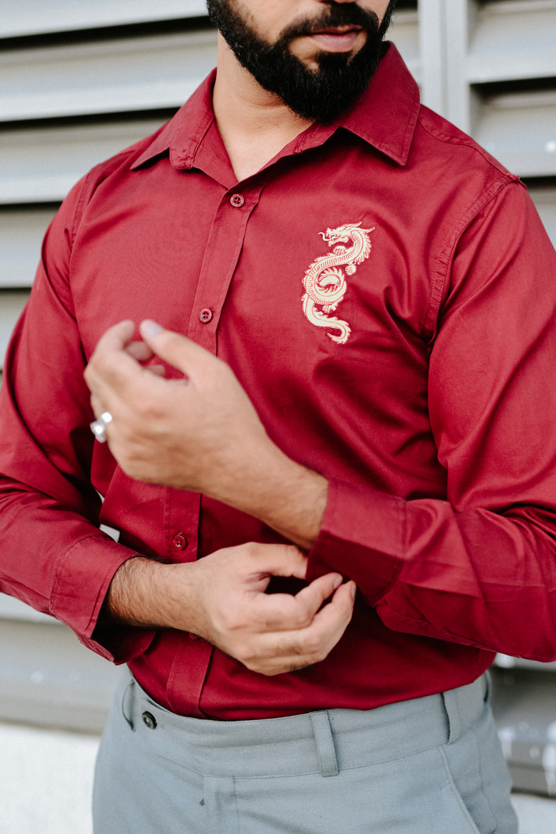 Saphira - Maroon Giza Cotton Shirt
