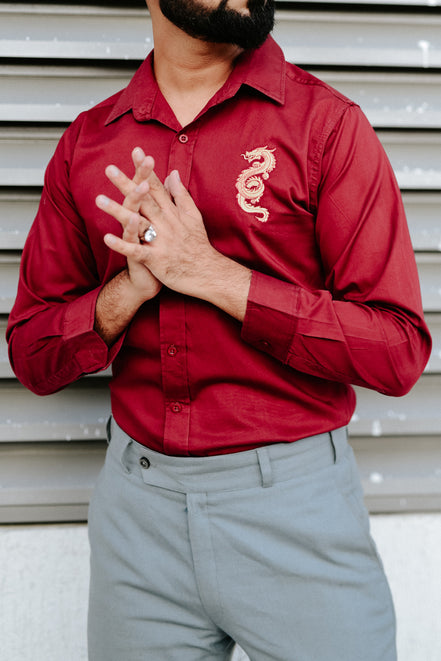 Saphira - Maroon Giza Cotton Shirt